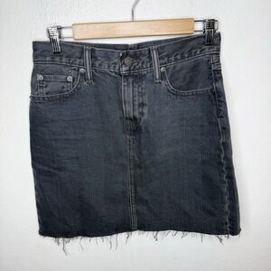 Levis Denim Mini Jean Skirt Black/Gray Women's 25 Cotton Raw‎ Hem Grunge Punk